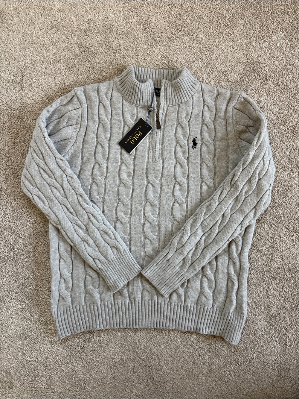 Ralph Lauren Quarter-zip Cable-knit Sweater Gray